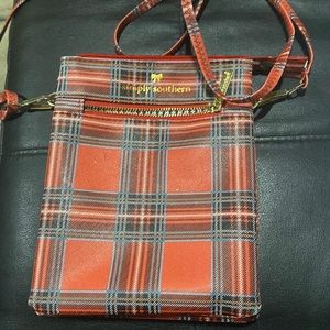 Small thin crossbody Simply Southern Orange plaid